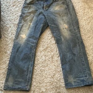 rag & bone Men's Faded distressed Blue Relaxed Jeans